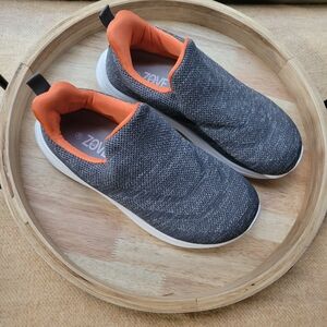 Womens Slip-On Athletic Sneakers - Gray with Orange Lining
